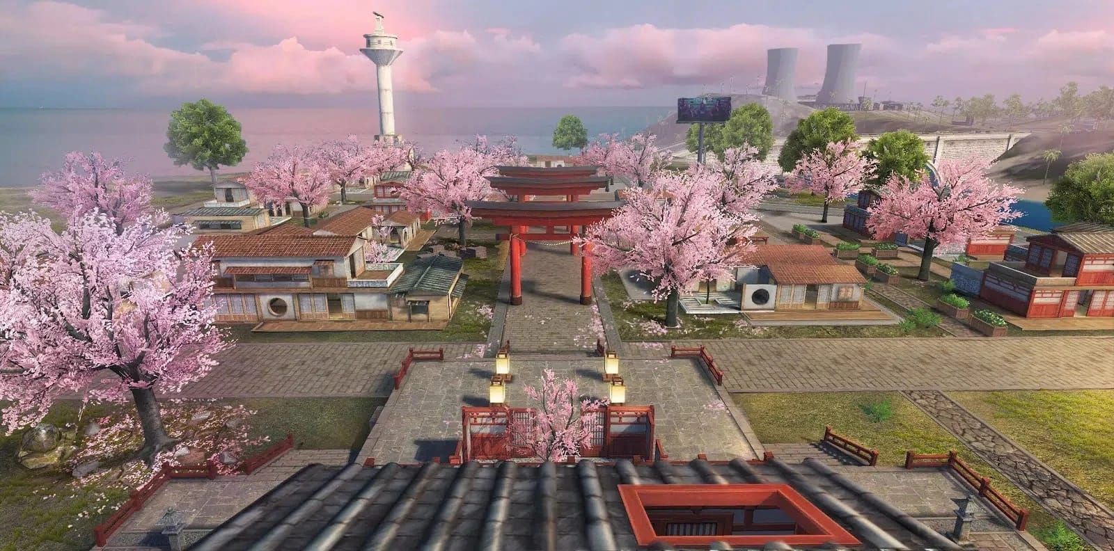 Free Fire OB52 Bermuda High School Innenhof Fluch-Energie Haufen Screenshot