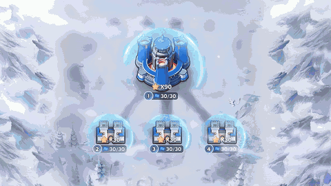 Carte animée de forteresse de Winter Siege suivie d'une bannière START FIGHTING