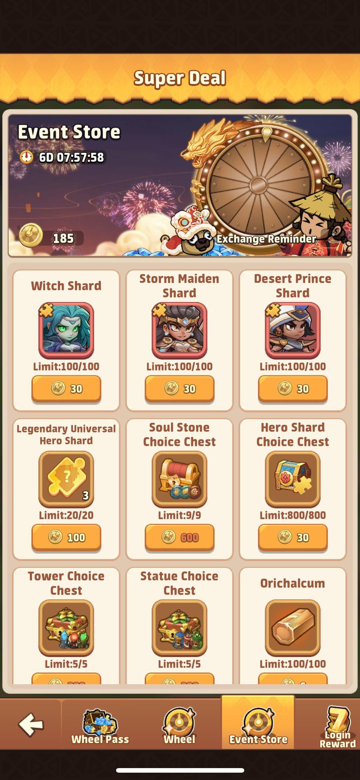 Interfaccia del Secret Shop che mostra lo scambio di eroi con le valute Beryl e Bead