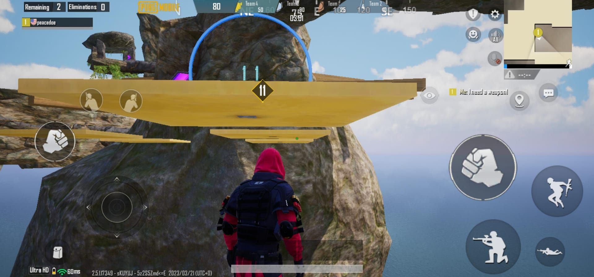 PUBG Mobile parkour map gameplay showing jumping challenges and obstacles