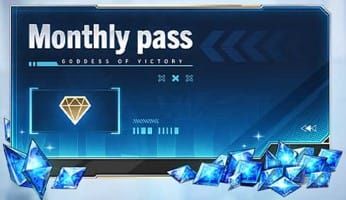 Nikke Monthly Pass interface showing $4.99 price and gem rewards