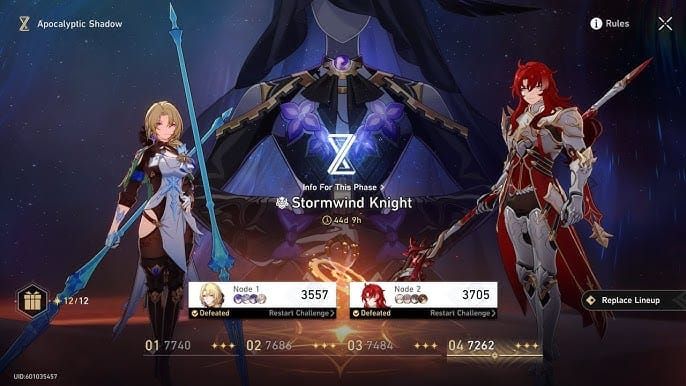 Apocalyptic Shadow boss battle featuring Hoolay and Shadow of Feixiao with weakness elements displayed