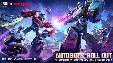 PUBG Mobile Electromagnetic Tank (Megatron) showing its armored tank design and railgun capabilities