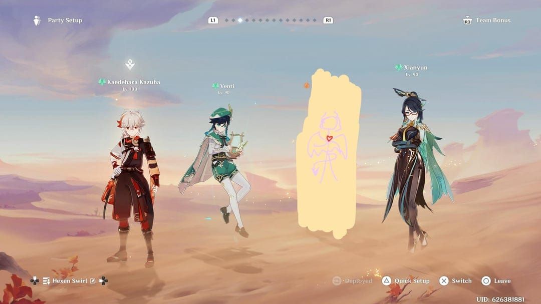 Genshin Impact Overvape-Teamzusammenstellung mit Durin, Kazuha, Hydro-Enabler und Elektro-Applikator-Charakteren