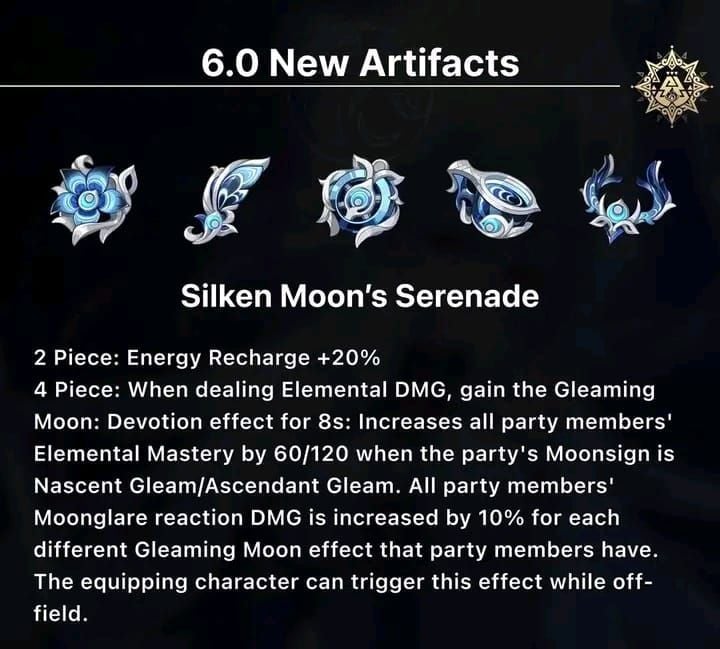 Genshin Impact 6.0 new artifact sets Night of the Sky"s Unveiling and Silken Moon"s Serenade