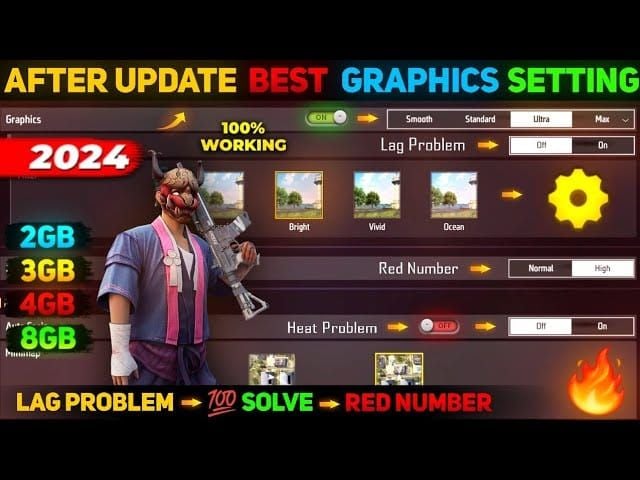 Antarmuka pengaturan grafis Free Fire dengan Halus dan FPS Normal terpilih