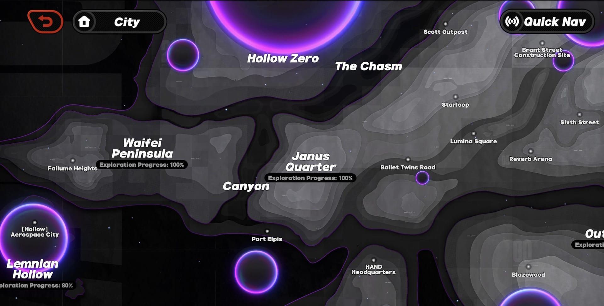 Mappa di esplorazione di New Eridu in Zenless Zone Zero