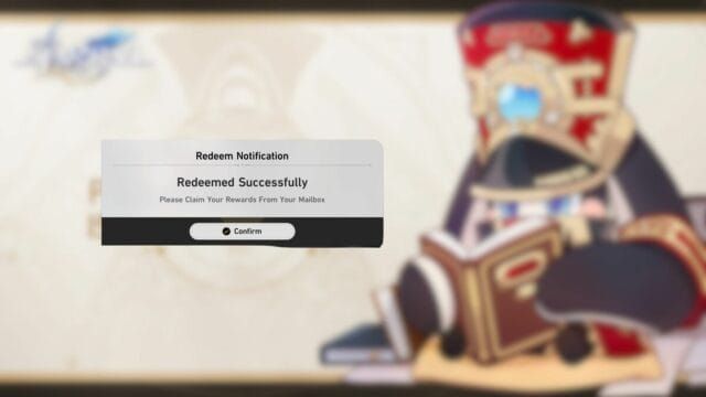 Kotak masuk dalam game Honkai Star Rail menampilkan hadiah penukaran kode