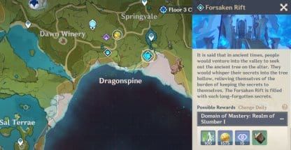 Genshin Impact Forsaken Rift domain interface