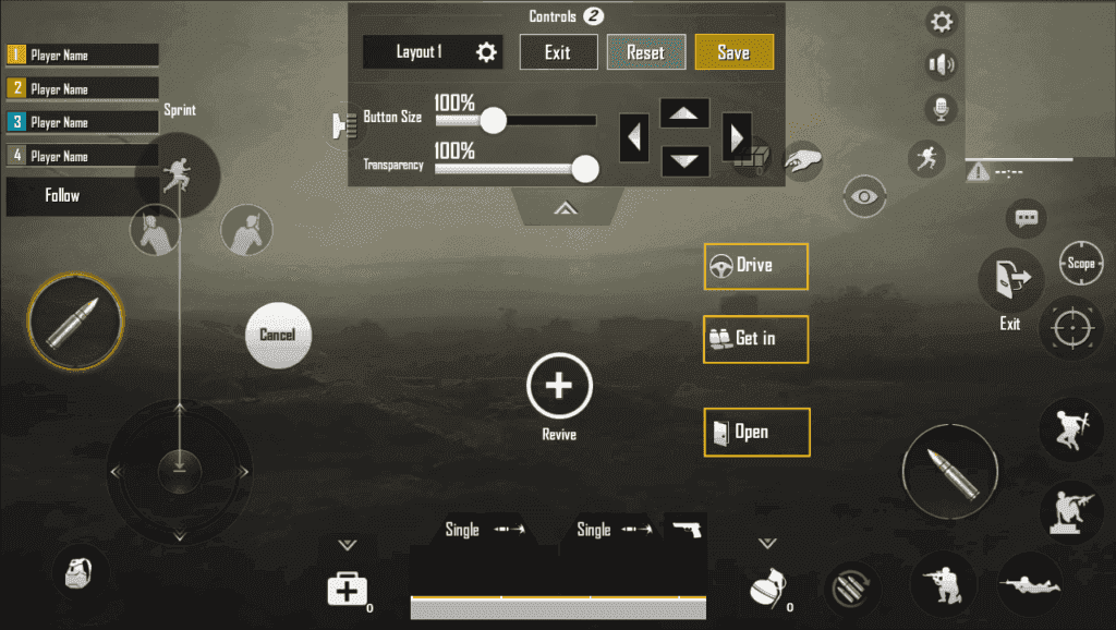 PUBG Mobile mortar targeting interface with trajectory preview and controls