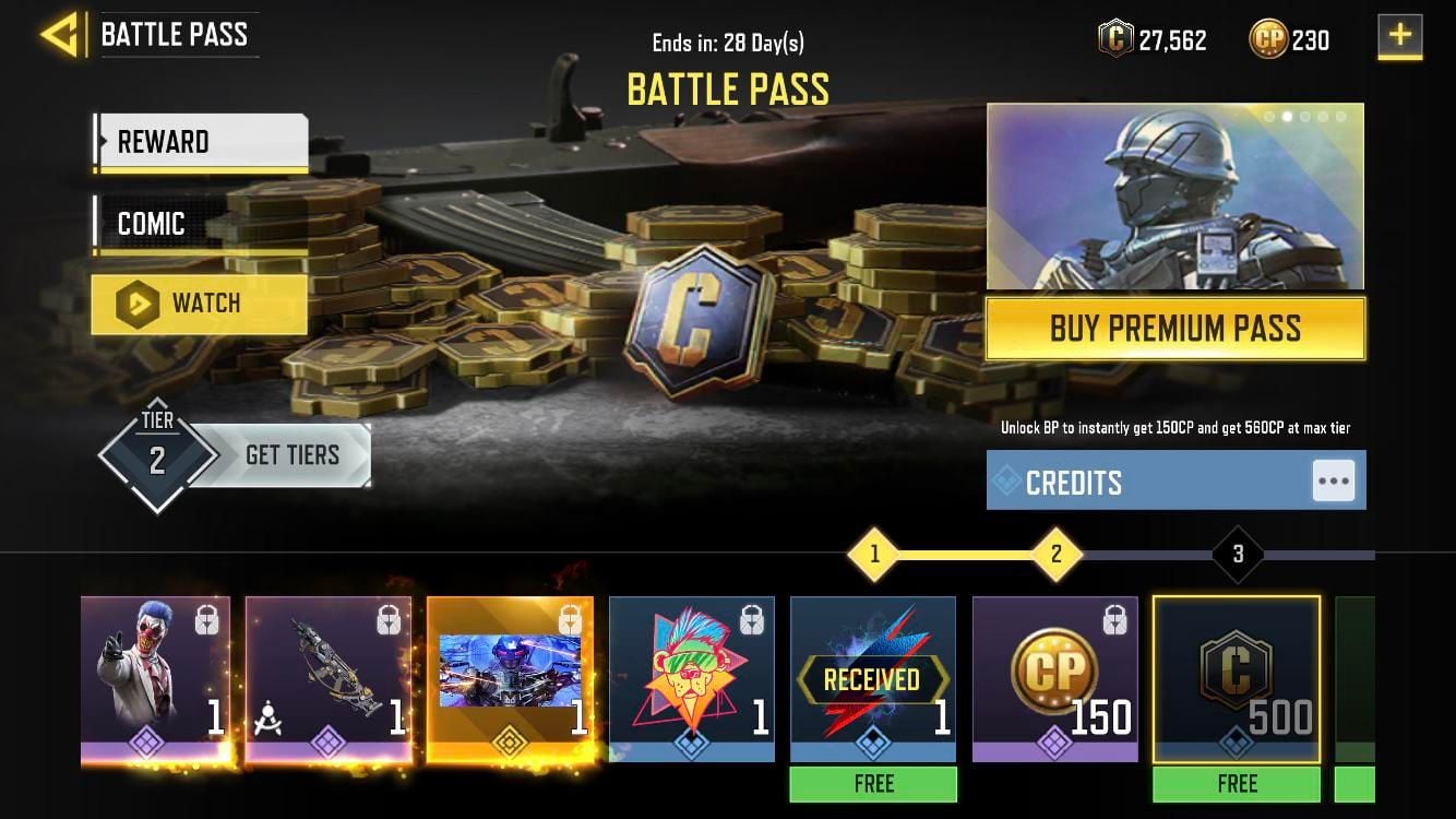 Call of Duty Mobile Battle Pass unlock interface