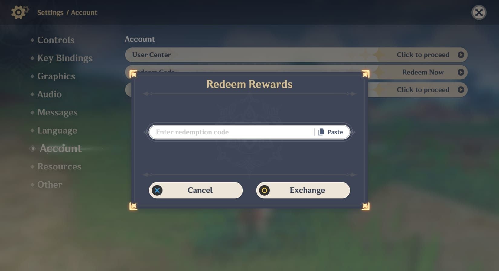 原神派蒙菜单设置中的游戏内兑换码界面