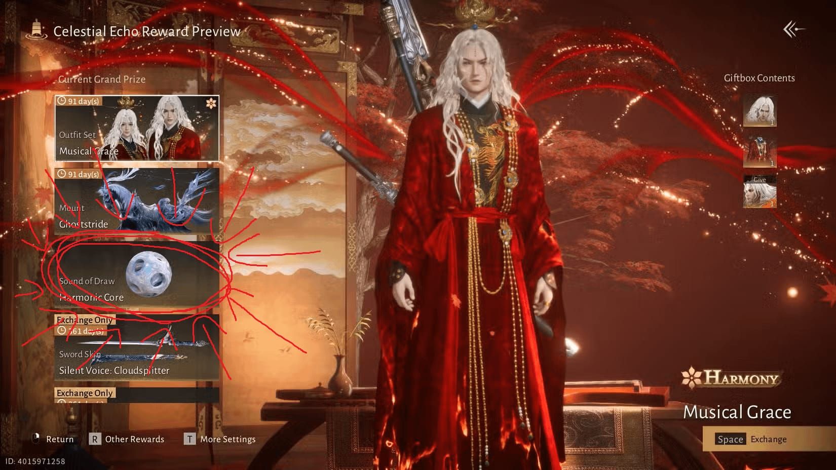 Item Harmonic Core Where Winds Meet untuk penukaran kosmetik