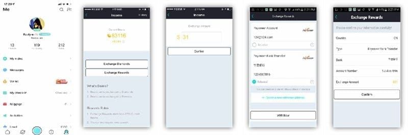 Antara muka proses pengeluaran Bean Bigo Live untuk penstrim