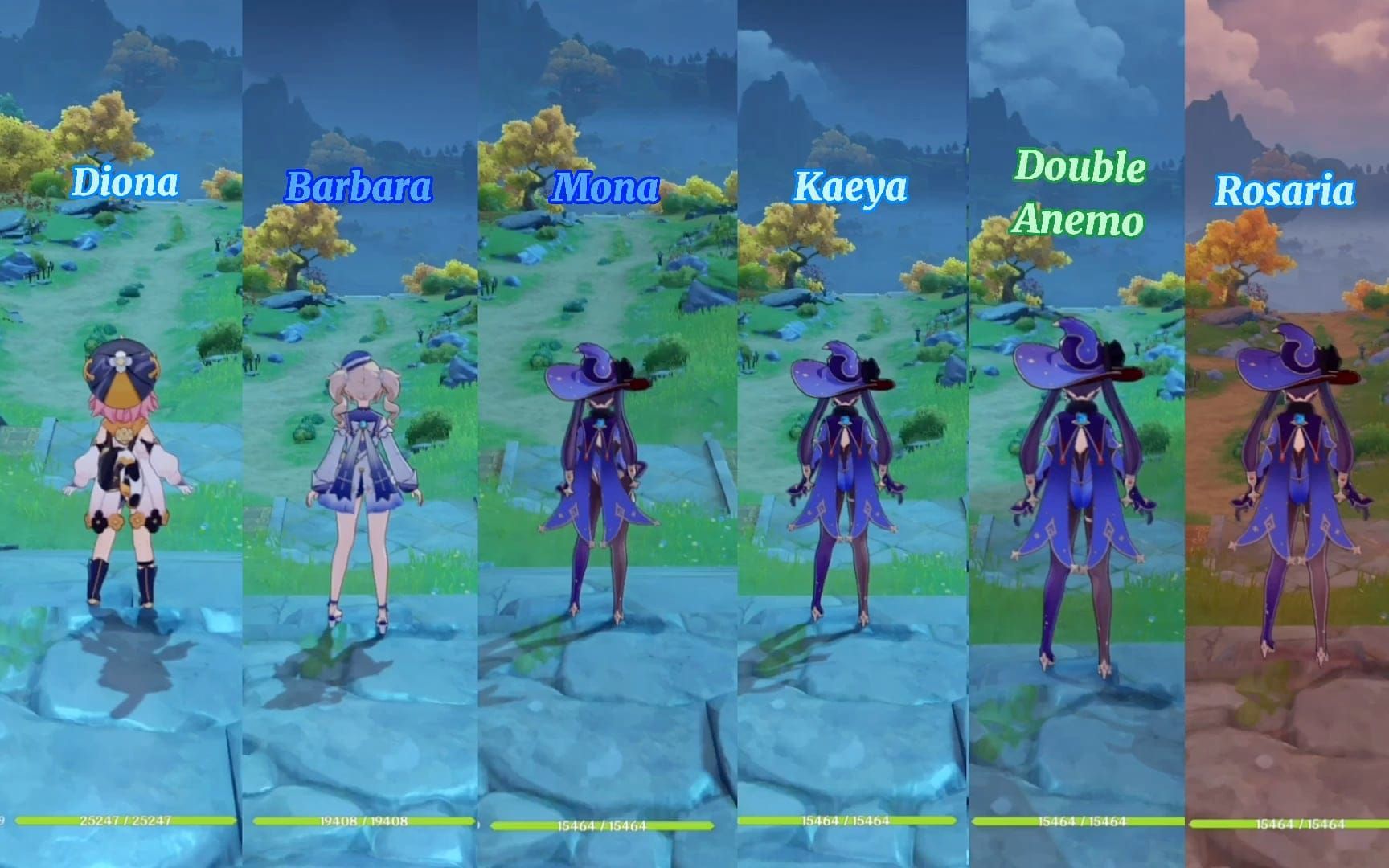 Mona performing stationary sprint technique in Genshin Impact