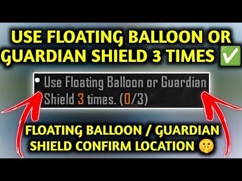 PUBG Mobile gameplay showing Guardian Shield barrier and Floating Balloon aerial mobility in action