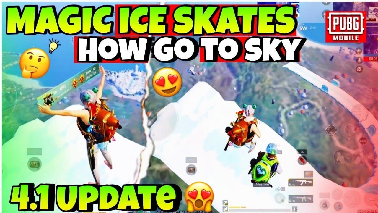 Pemain PUBG Mobile menggunakan Magic Ice Skates dengan pembentukan jejak ais dalam mod Frosty Funland