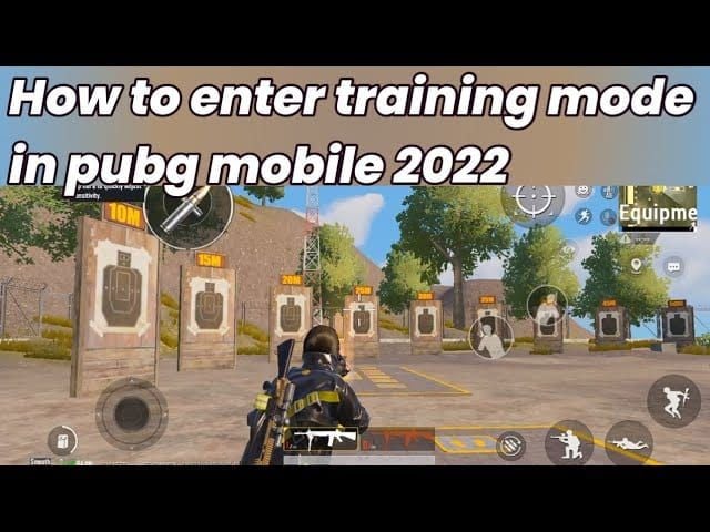 PUBG Mobile training ground with target practice setup and bullet hole patterns on walls demonstrating recoil control exercises