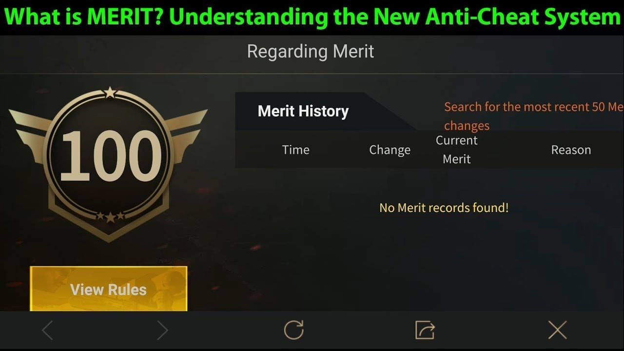 Antara muka skor merit PUBG Mobile menunjukkan ikon topi keledar dan Gambaran Keseluruhan Tahap dengan butiran merit