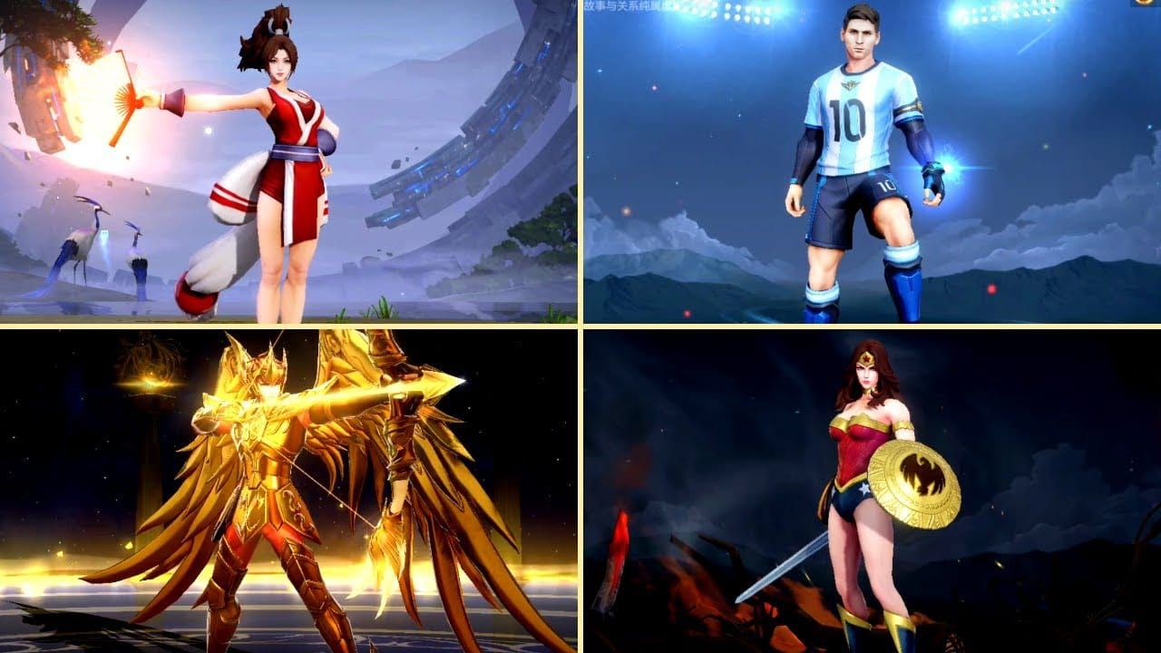 Honor of Kings various brand collaboration content showcasing BMW, M.A.C, Pandora, DC Comics, and Saint Seiya partnerships