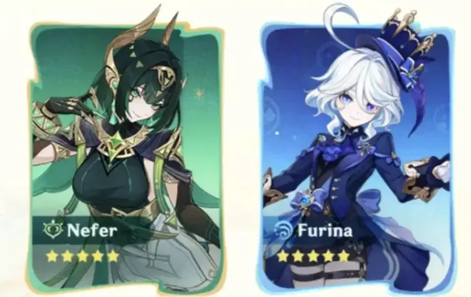 《原神》中 Nefer 和芙寧娜的角色活動祈願介面