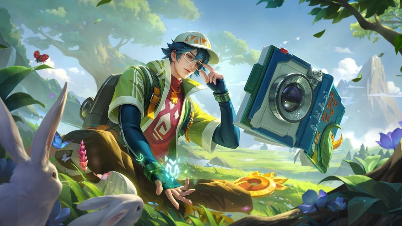 Arte do personagem Liang com a skin Rara Highland Fieldlog de Honor of Kings