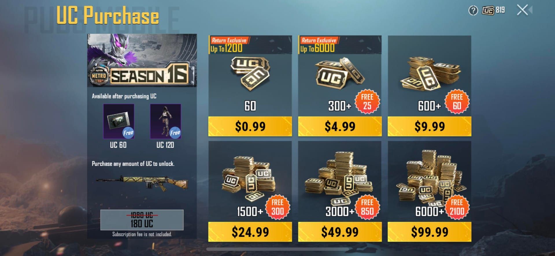 Comparison chart of third-party UC top-up platforms showing ratings and discounts