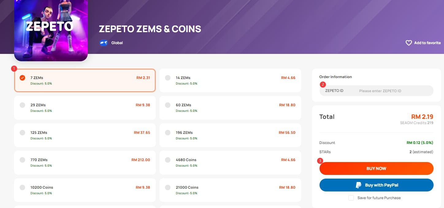 Step-by-step guide to top up ZEPETO ZEMs & Coins on third-party sites