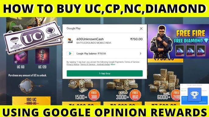 Google Opinion Rewards interface showing survey completion and Play Store credit earning process