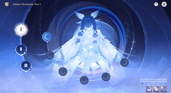 Genshin Impact Selenic Chronicles puzzle mechanism interface showing interaction elements