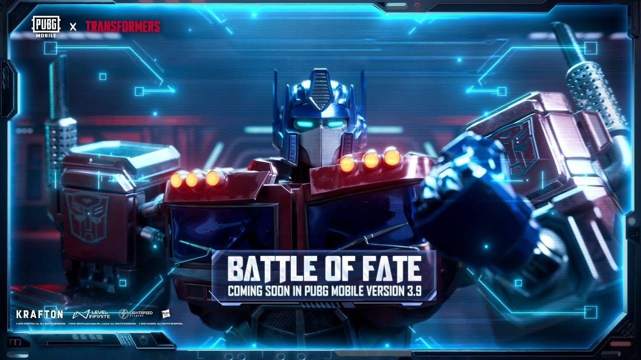 PUBG Mobile Optimus Prime Transformer in combat mode with Energon Axe