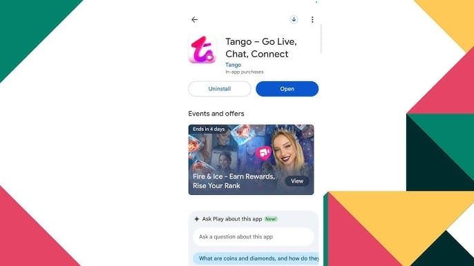 Instructiegids die het geforceerd afsluiten van de Tango-app op Android toont