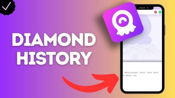 Chamet app diamond balance history screen showing transaction records