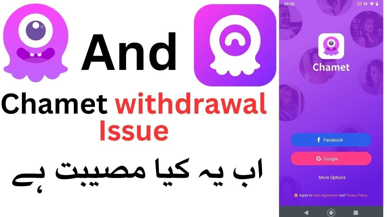 Chamet withdrawal options interface displaying various payment methods including bank transfer, USDT, PayPal, and regional options