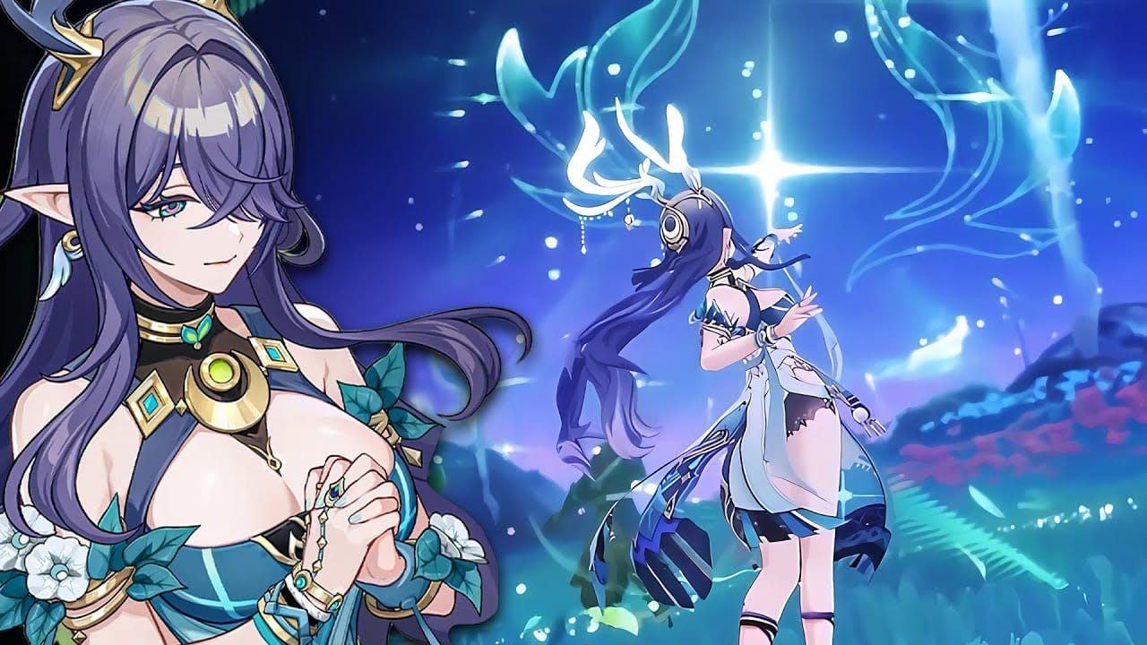 Lauma character profile showing her Dendro catalyst abilities and Lunar-Bloom conversion passive