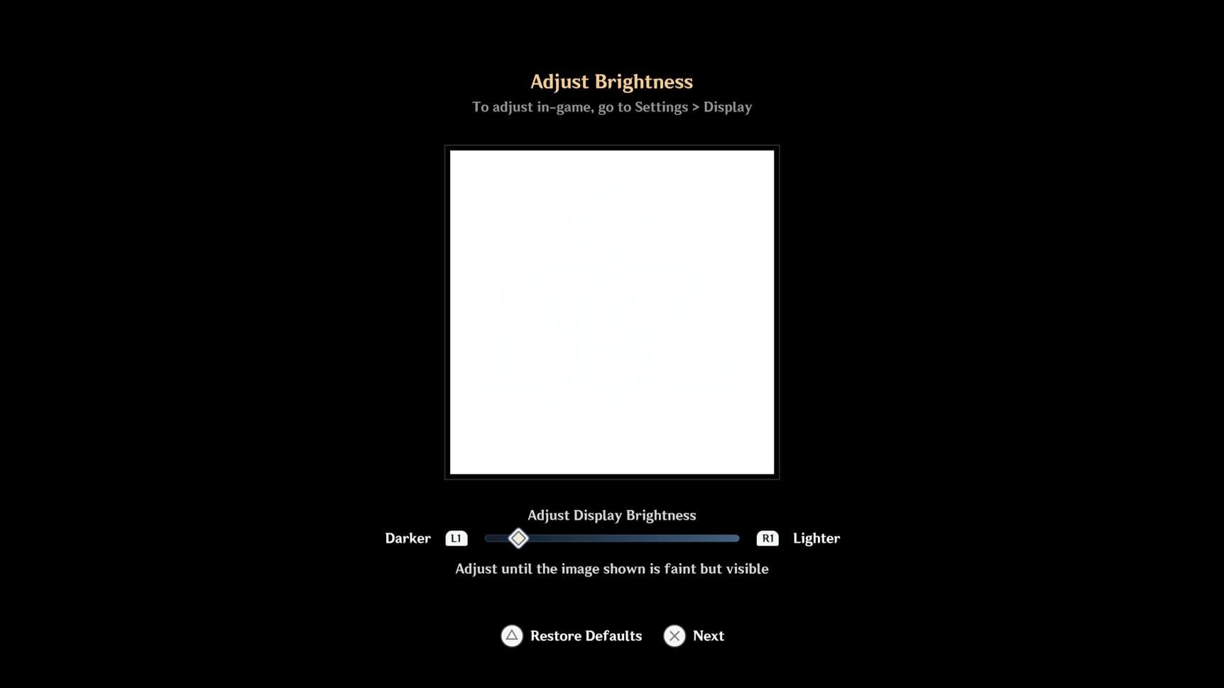 Genshin Impact HDR brightness calibration interface with adjustment sliders