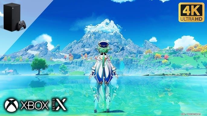 Genshin Impact 4K gameplay screenshot on Xbox Series X showing enhanced visual quality