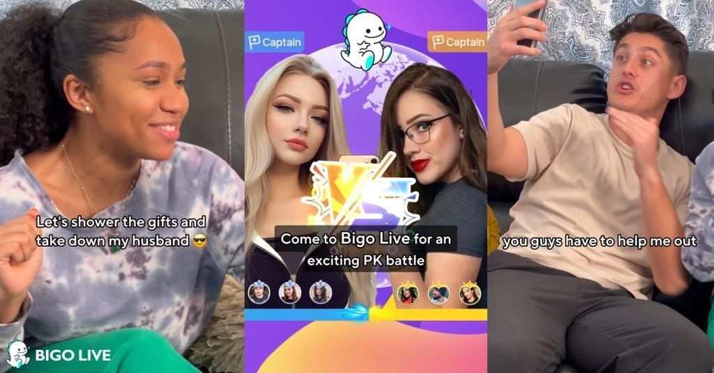 Bigo Live PK Battle interface showing competitive gifting between hosts