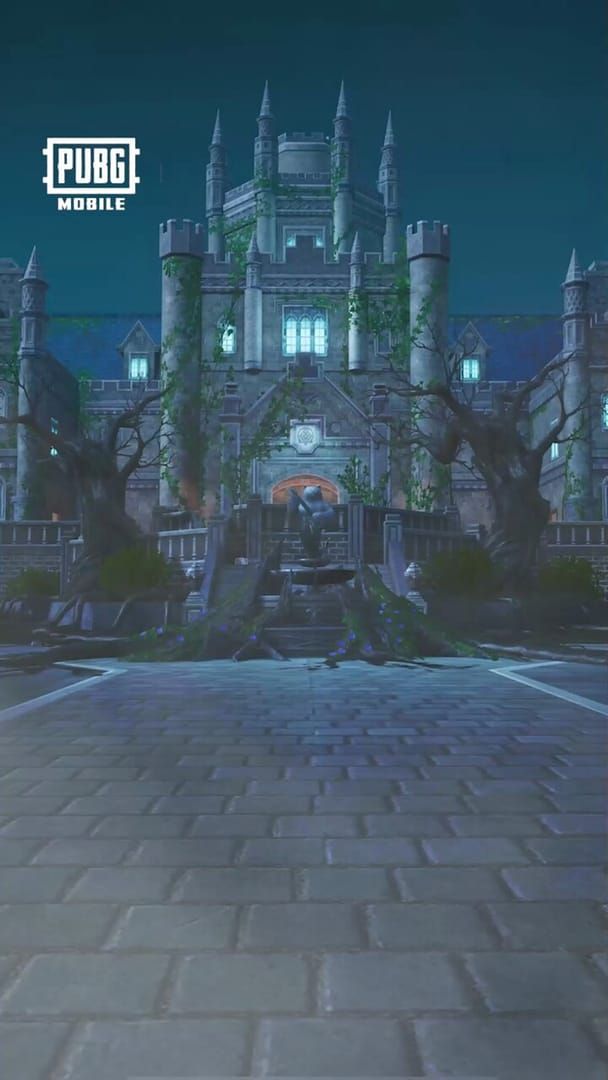 Wraithmoor Mansion in PUBG Mobile Spooky Soirée event with gothic castle architecture and fog effects