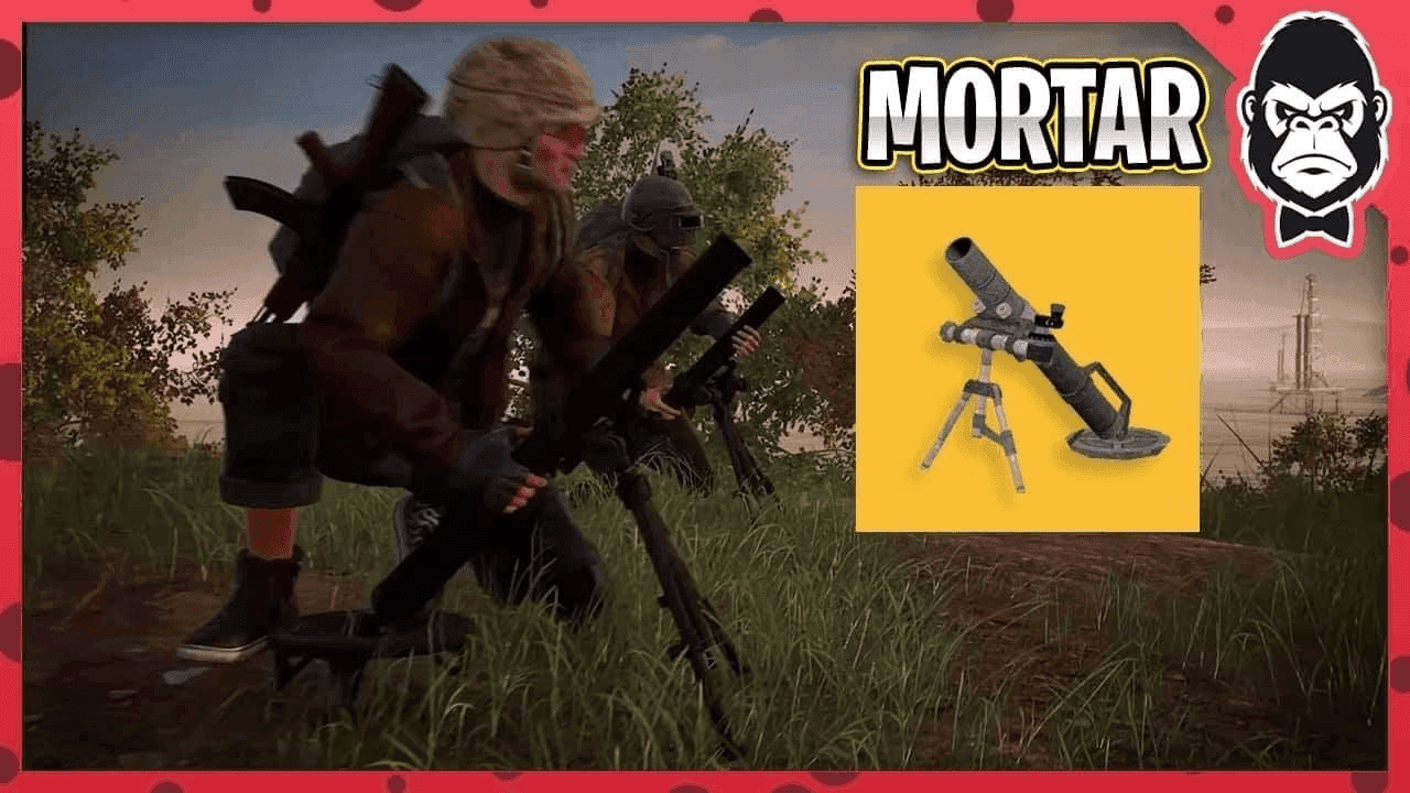 PUBG Mobile Mortar direct-fire mode gameplay screenshot showing targeting and impact