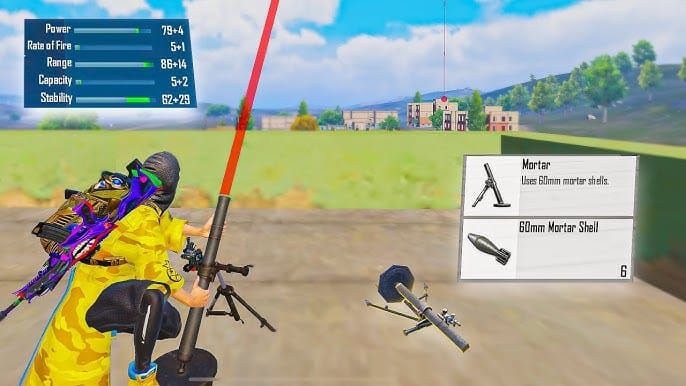 PUBG Mobile Erangel map showing optimal Mortar positions and target zones