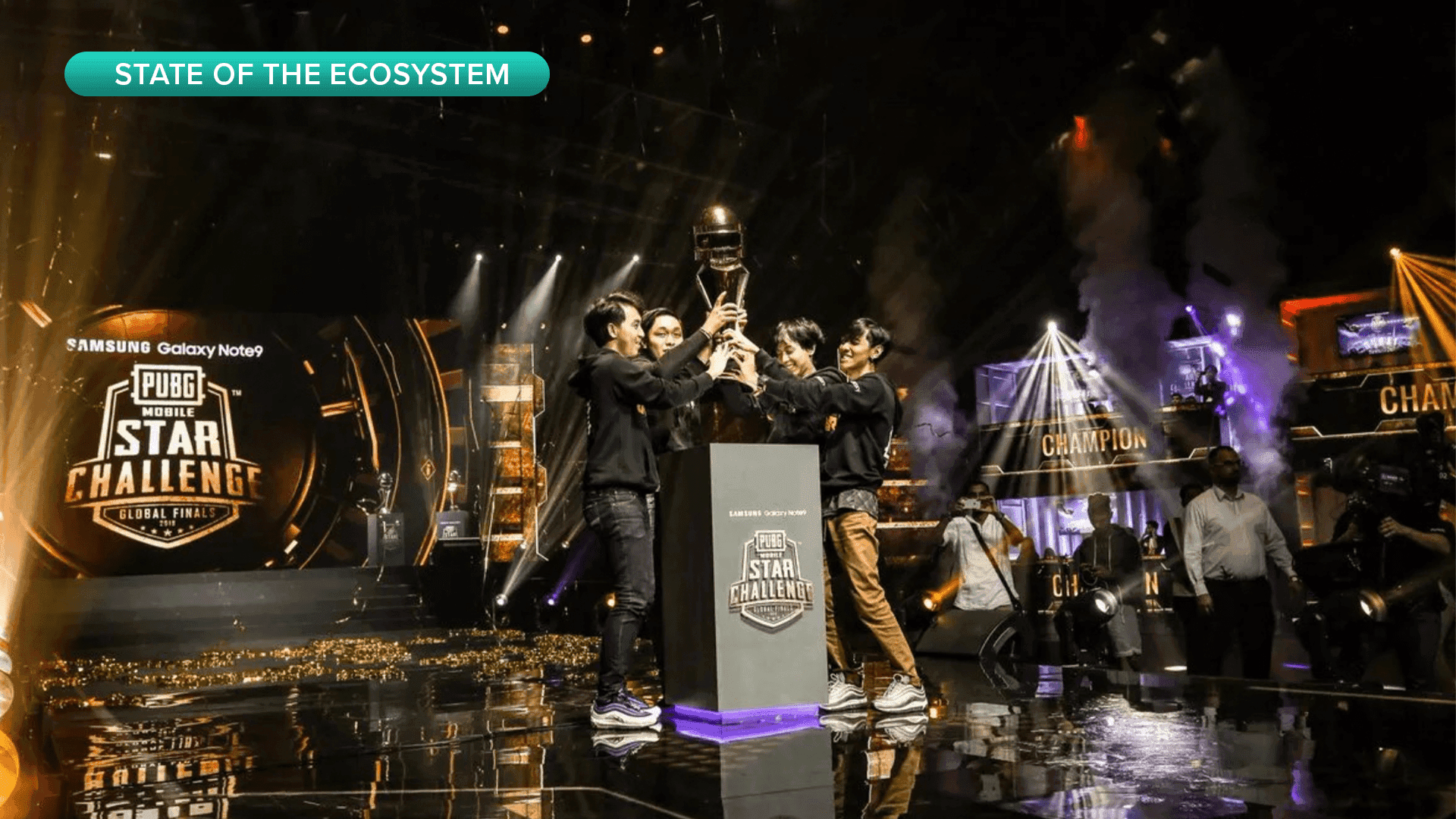 Intense PUBG Mobile professional match screenshot showing teams competing in tournament setting