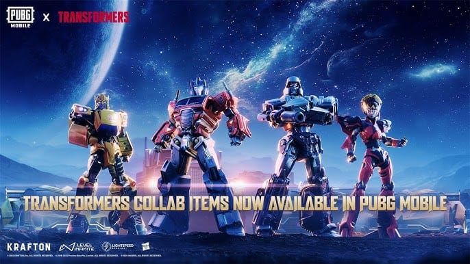 PUBG Mobile Transformers collaboration featuring Optimus Prime and Bumblebee mythic character outfits