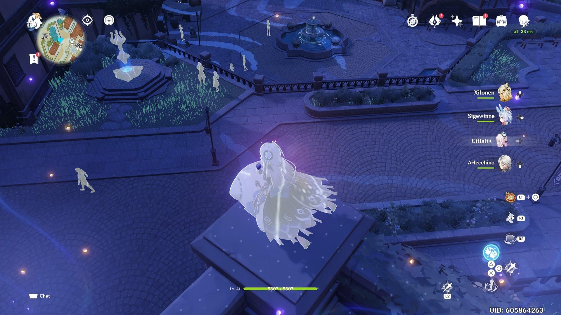 Elemental Sight view in Genshin Impact showing highlighted interactable objects and environmental clues