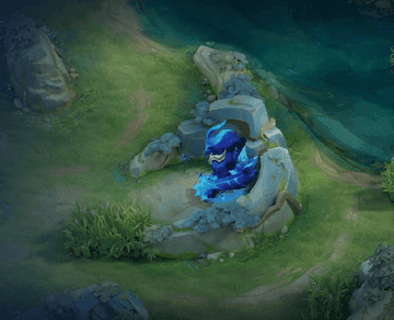 Honor of Kings Azure Golem monster with blue buff effects displayed