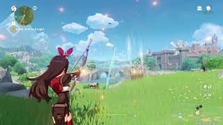 Genshin Impact bow character using aimed shot mode with gyroscope controls
