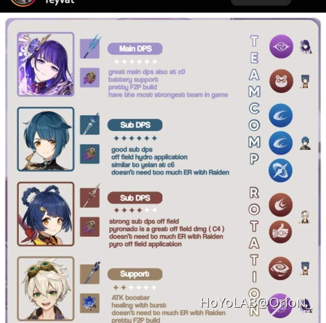 Raiden National team composition showing character ER requirements