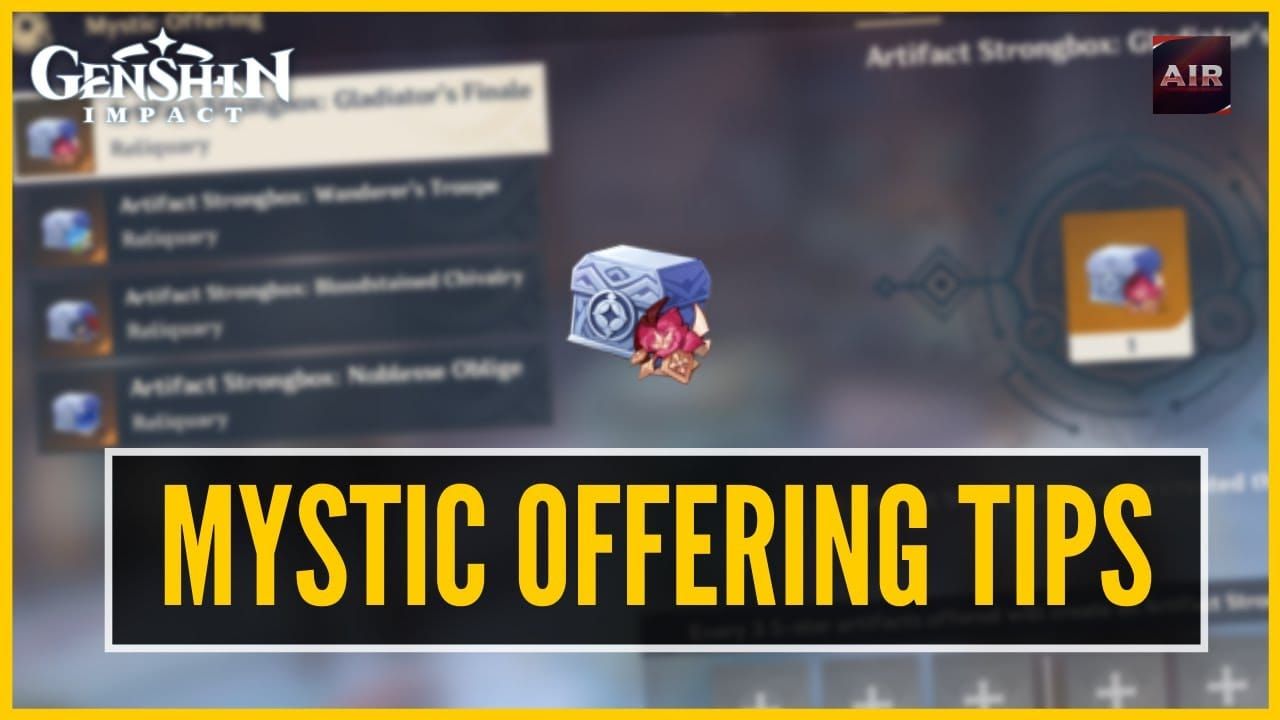 Genshin Impact Mystic Offering interface showing artifact exchange system