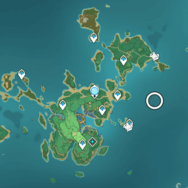 Tatarasuna shipwreck fishing location map in Genshin Impact
