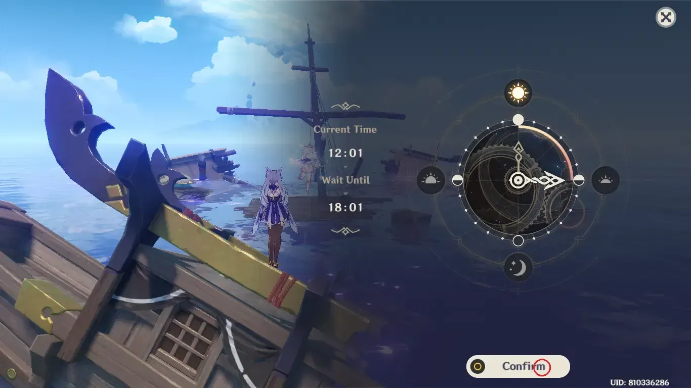 Genshin Impact fishing interface displaying respawn timer mechanics